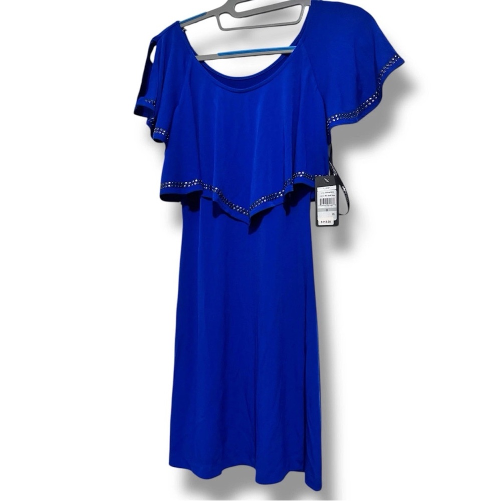 GUESS Lucie Royal Blue Jersey Studded Popover Sheath Party Dress 0 Style GDFMP82
